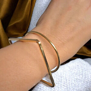 🆕️Geometric 14K Gold Plated Iron Round & Square Bangle Bracelet ✨